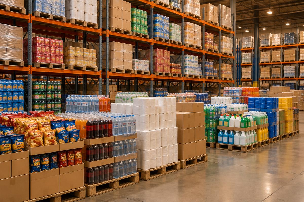 Wholesale cases and supplies prepared for distribution